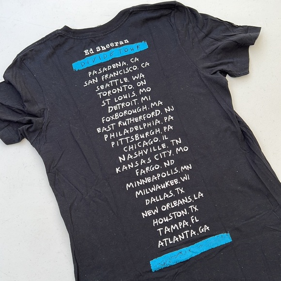ED SHEERAN 2018 Divide World /US Tour Spin Stamp Concert Black T-Shirt - Picture 4 of 4